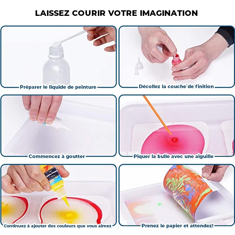 MULEVIP Peinture Marbrée à L'eau pour Enfants 16 Couleurs Kit de